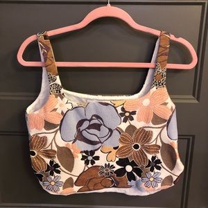 Zara Floral Embroidered Cropped Tank